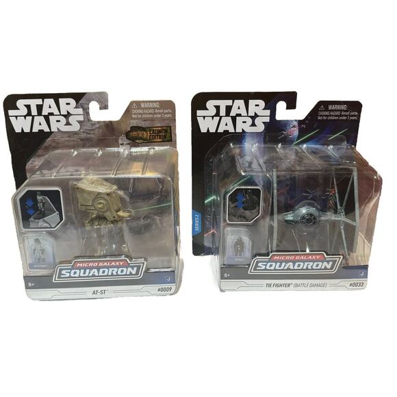 Star Wars Micro Galaxy Squadron TIE Fighter (BattleDamage) AND AT-ST - Picture 1 of 5